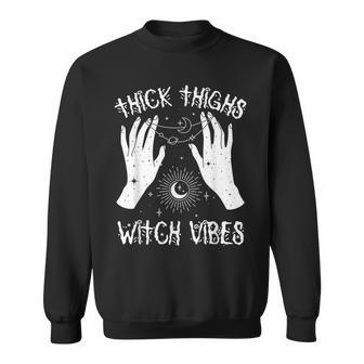 Thick Thighs Witch Vibes Halloween Costume Magic Hands Women Sweatshirt - Seseable