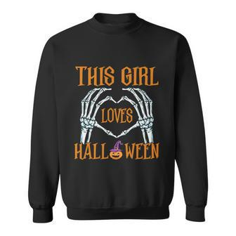 This Girl Loves Halloween Pumpkin Witch Hat Halloween Quote Sweatshirt - Monsterry CA