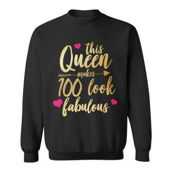 This Queen Makes 100 Look Fabulous Graphic Design Printed Casual Daily Basic Sweatshirt - Thegiftio UK