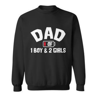 Tired Dad Of 1 Boy And 2 Girls Father One Son Two Daughters Graphic Design Printed Casual Daily Basic Sweatshirt - Thegiftio UK
