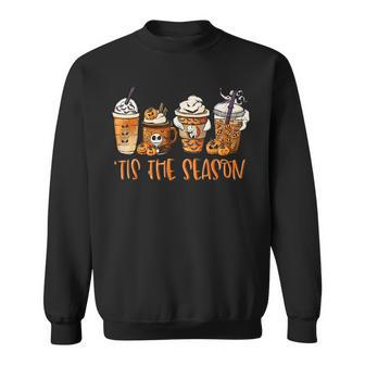 Tis The Season Fall Pumpkin Coffee Latte Leopard Iced Coffee Sweatshirt - Thegiftio UK