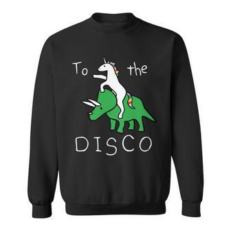 To The Disco Magical Unicorn Dinosaur Retro 80S Party Sweatshirt - Monsterry DE