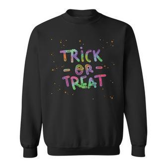 Trick Or Treat Gummy Worms Matching Halloween Colorful Sweatshirt - Seseable