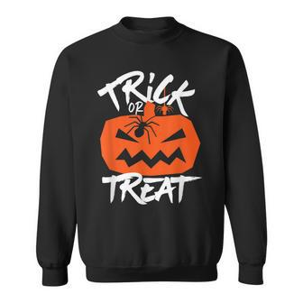 Trick Or Treat Jack O Lantern Pumpkin Creepy Halloween Sweatshirt - Seseable