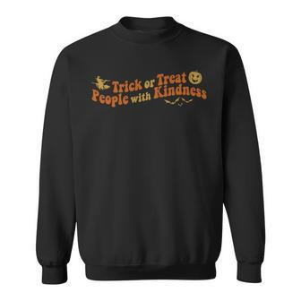 Trick Or Treat People With Kindness Halloween Shirt Men Women Sweatshirt Graphic Print Unisex - Thegiftio UK