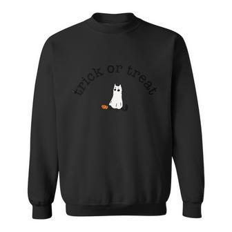Trick Or Treat Shirt Black Cat Ghost Halloween Graphic Design Printed Casual Daily Basic Sweatshirt