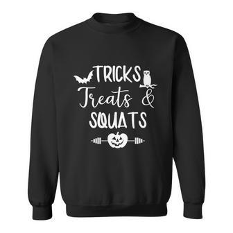 Tricks Treats Squats Pumpkin Weightlifting Halloween Quote Graphic Design Printed Casual Daily Basic Sweatshirt - Thegiftio UK