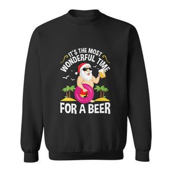 Tropical Christmas Its The Most Wonderful Time For A Beer Graphic Design Printed Casual Daily Basic Sweatshirt - Thegiftio UK