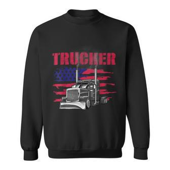 Trucker Truck Driver American Flag Trucker Sweatshirt - Seseable
