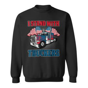 Trucker Trucker Support I Stand With Truckers Freedom Convoy V3 Sweatshirt - Seseable