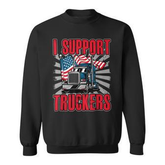 Trucker Trucker Support I Support Truckers Freedom Convoy Sweatshirt - Seseable