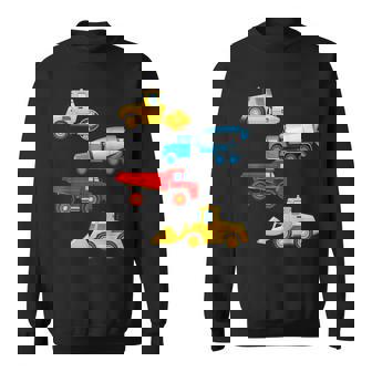 Trucks Excavator Cement Truck Bulldozer Construction Vehicle V11 Men Women Sweatshirt Graphic Print Unisex - Thegiftio