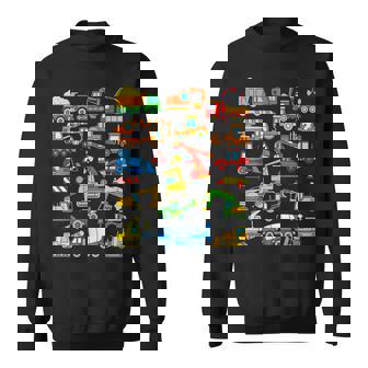Trucks Excavator Cement Truck Bulldozer Construction Vehicle V13 Men Women Sweatshirt Graphic Print Unisex - Thegiftio