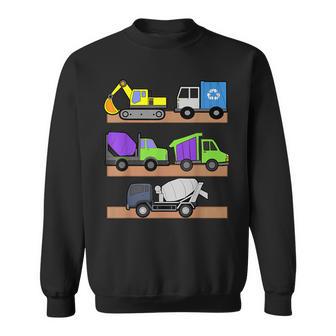 Trucks Excavator Cement Truck Bulldozer Construction Vehicle V18 Men Women Sweatshirt Graphic Print Unisex - Thegiftio UK