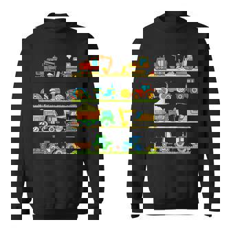Trucks Excavator Cement Truck Bulldozer Construction Vehicle V2 Men Women Sweatshirt Graphic Print Unisex - Thegiftio