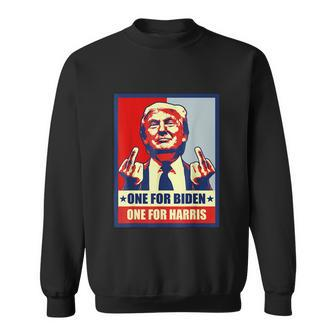 Trump Middle Finger Biden Harris Republican American Flag Sweatshirt - Monsterry CA