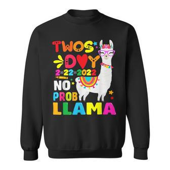 Twosday 2-22-2022 No Prob Llama Twosday 2022 Rainbow Teacher Sweatshirt - Seseable