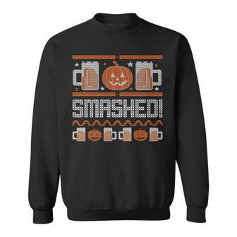 Ugly Halloween Sweater Pumpkin Jackolantern Lets Get Smashed Sweatshirt Men Women Sweatshirt Graphic Print Unisex - Thegiftio UK