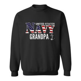 United States Vintage Navy With American Flag Grandpa Gift Great Gift Sweatshirt - Monsterry