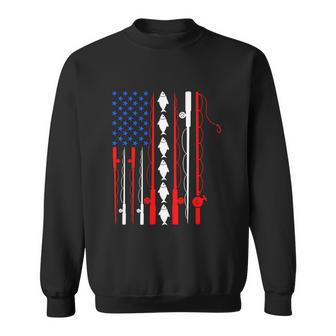 Usa American Flag Fishing Rod Fishing Lover Graphic Design Printed Casual Daily Basic Sweatshirt - Thegiftio UK