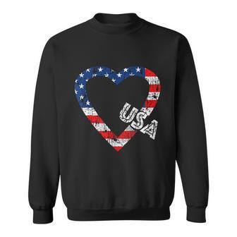 Usa Flag Patriotic American Hearts Armed Forces 4Th Of July Sweatshirt - Monsterry UK