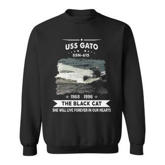 Uss Gato Ssn 615 - The Black Cat Sweatshirt - Monsterry