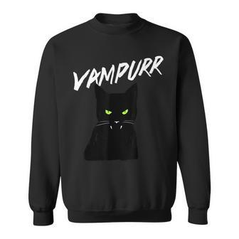 Vampurr Vampire Black Cat Halloween Sweatshirt - Seseable