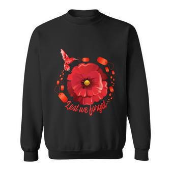 Veterans Day Lest We Forget Red Poppy Flower Usa Memorial Cool Gift Sweatshirt - Monsterry