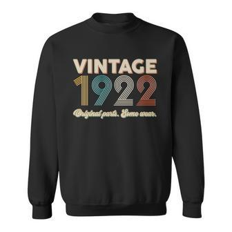 Vintage 1922 Original Parts Some Wear 100Th Birthday Graphic Design Printed Casual Daily Basic Sweatshirt - Thegiftio UK