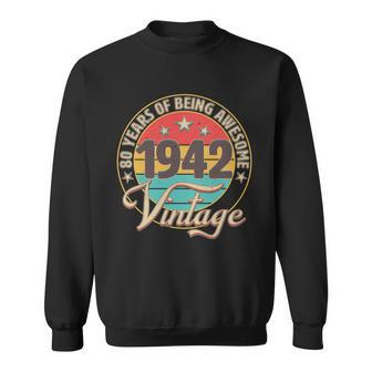 Vintage 1942 Birthday 80 Years Of Being Awesome Emblem Sweatshirt - Monsterry DE