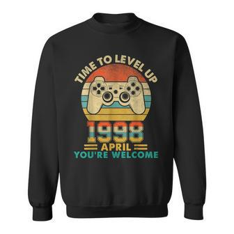Vintage 1998 April 24 Years Old Video Gamer 24Th Birthday Sweatshirt | Seseable CA