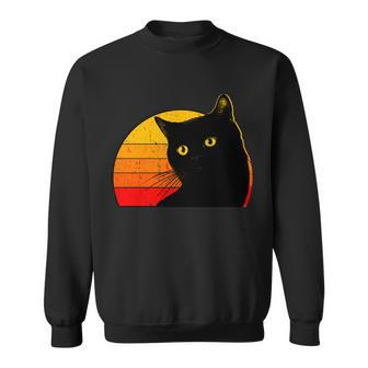 Vintage 80S Style Black Cat Retro Sun Sweatshirt - Monsterry DE