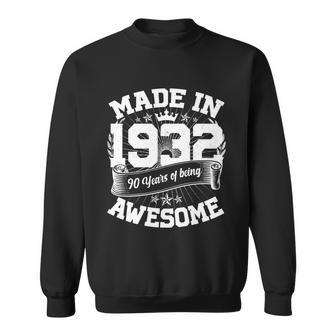 Vintage Crown Made In 1932 90 Years Of Being Awesome 90Th Birthday Sweatshirt - Monsterry