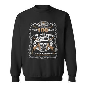 Vintage Dude Aged 100 Years Man Myth Legend 100Th Birthday Graphic Design Printed Casual Daily Basic Sweatshirt - Thegiftio UK