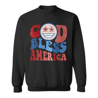 Vintage God Bless America Leopard 4Th Of July Patriotic Day Sweatshirt - Seseable