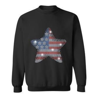 Vintage July 4Th Star Flag American Rhinestone Bling Tee Sweatshirt - Monsterry AU