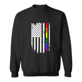 Vintage Lgbt Rainbow American Flag Lgbt Pride Sweatshirt - Monsterry UK