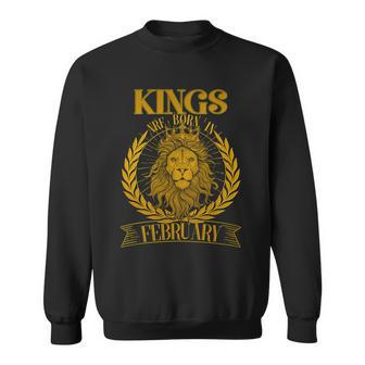 Vintage Lion Kings Are Born In February Graphic Design Printed Casual Daily Basic Sweatshirt