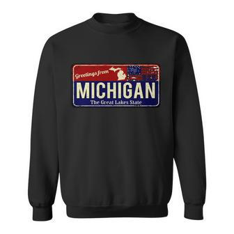 Vintage Michigan Sign Graphic Design Printed Casual Daily Basic Sweatshirt - Thegiftio UK