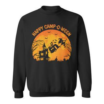 Vintage Retro Happy Camp-O-Ween Camping Halloween Sweatshirt Men Women Sweatshirt Graphic Print Unisex - Thegiftio UK
