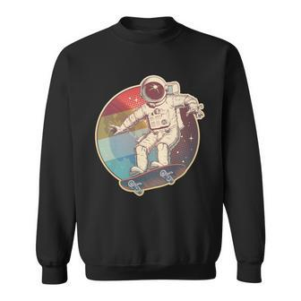 Vintage Retro Skateboarding Astronaut Sweatshirt - Monsterry
