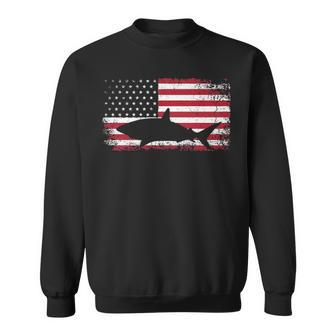 Vintage Shark Lover Fishing Diving July 4Th American Flag Sweatshirt - Thegiftio UK