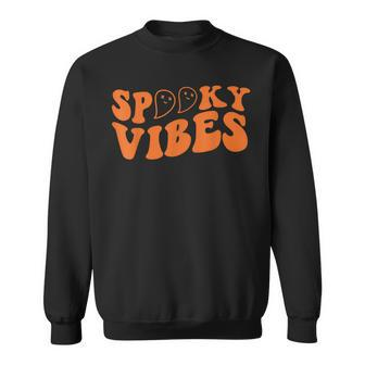 Vintage Spooky Vibes Halloween Ghost Costume Kids Men Women Sweatshirt - Seseable