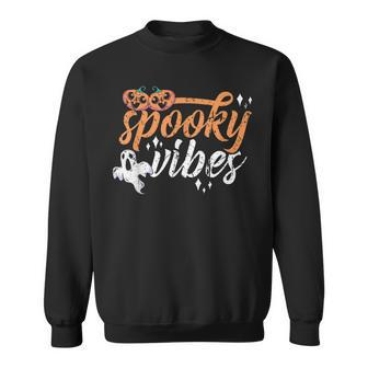 Vintage Spooky Vibes Halloween Novelty Graphic Art Design Sweatshirt - Seseable