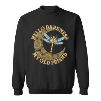 Vintage Steampunk Dragonfly Moon Hello Darkness My Old Friend Sweatshirt - Monsterry UK