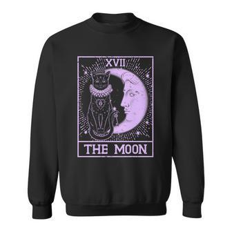 Vintage Tarot Card Xvii The Moon Black Cat Sweatshirt - Monsterry UK
