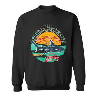 Vintage Tropical Water Life Dangerous Wave Hunter Shark Sweatshirt - Monsterry CA