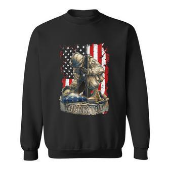 Vintage Us Flag Veteran Thank You Military Boot Memorial Day Funny Gift Sweatshirt - Monsterry CA
