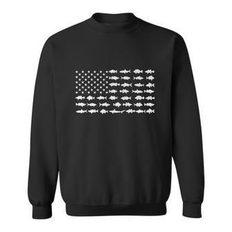 Vintage Usa Fish American Flag Fishing Funny Sweatshirt - Monsterry UK