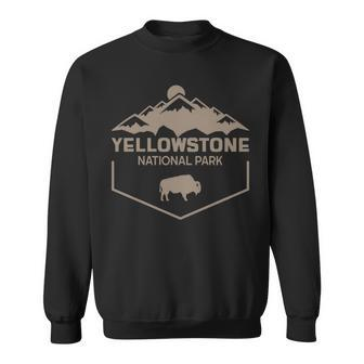 Vintage Yellowstone National Park Bison And Mountains Sweatshirt - Thegiftio UK